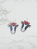 Country Cow Acrylic Dangle Earrings